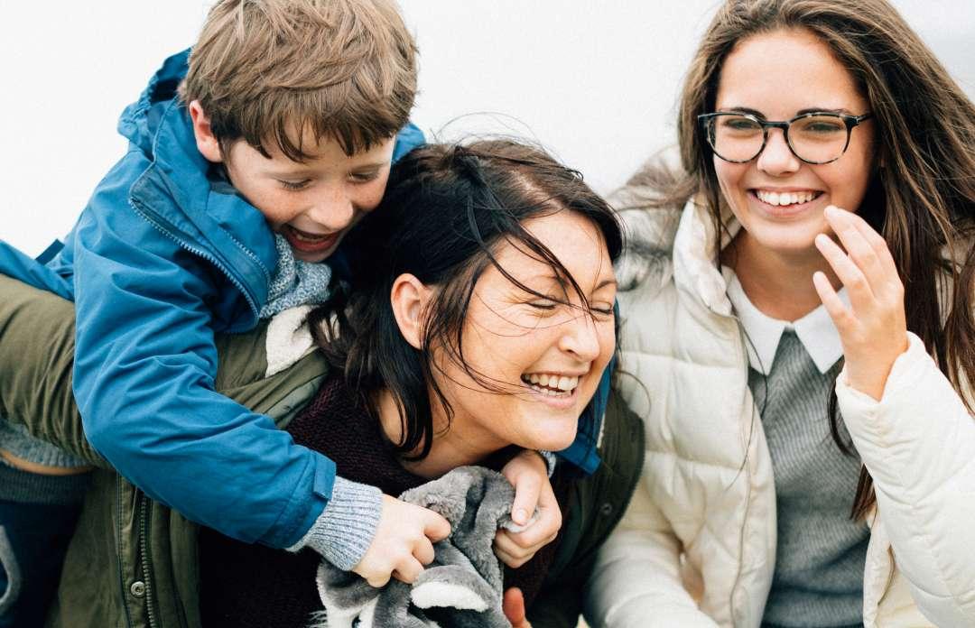 Happy family on a stroll